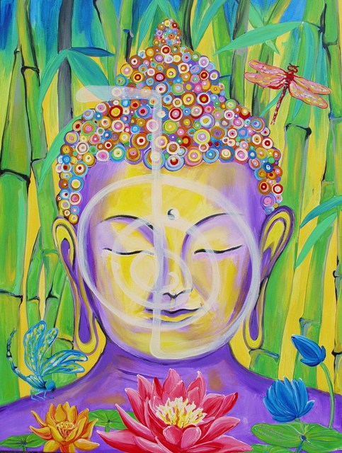 Artist Clary Meserve. 'Buddha Cho Ku Rei ' Artwork Image, Created in 2013, Original Mixed Media. #art #artist