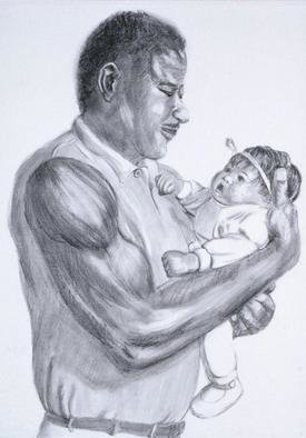 Lucille Coleman: 'Graphite Daddys Baby Girl', 2003 Pencil Drawing, Family. A(c) 2003 Lucille Coleman...