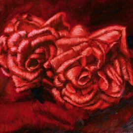 Lucille Coleman: 'Roses', 2003 Oil Painting, Still Life. Artist Description: Study of red roses created in a cross hatch style painting style.A(c) 2003 Lucille Coleman...