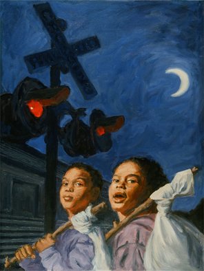 Lucille Coleman: 'Runaways', 2011 Oil Painting, Children.  This is an original oil painting of a dream I had of hopping a train and running away to throw caution to the wind. I would go to who knows where to do who knows what when I hear the sound of a train but I put two children in...