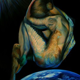 Corne Akkers: 'Gaia', 2016 Oil Painting, Abstract Figurative. Artist Description: gaia surrealism oil painting animals nude nue nackt naakt desnudo surrealisme...