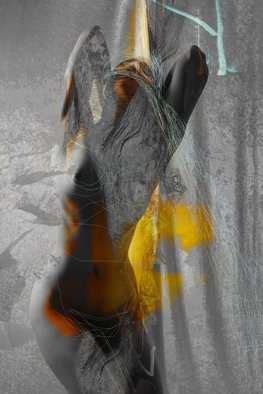 Corrie Ancone: 'whispers', 2012 Color Photograph, nudes.  photographic overlay  manipulation photographic overlaynude figurative grey yellow ...