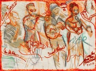 Sheri Smith: 'Russel Alexander and Wilkes', 2013 Etching, Music. Frank Russel and Dee Alexander and Corey Wilkes Hangin Tight ...