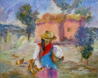 Cecilia Revol Nunez: 'AROMA A COMIDA CASERA ', 2013 Oil Painting, Landscape.                                                           Figurative Painting of North of Argentina, its people and customs. Oil on canvas with painting knife.                                                          ...
