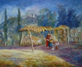 Cecilia Revol Nunez: 'EN EL CAMINO ', 2013 Oil Painting, Landscape.                                                                  Figurative Painting of North of Argentina, its people and customs. Oil on canvas with painting knife.                                                                 ...