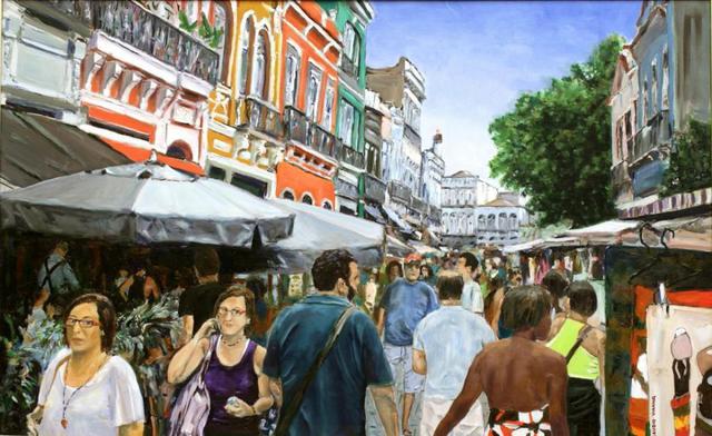 Claudio Vianna  'Tarde De Sabado Na Rua Do Lavradio', created in 2011, Original Painting Oil.