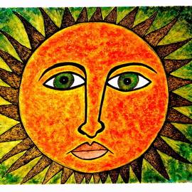 Chary Castro-marin: 'Sol que alumbras la faz de la tierra', 2011 Acrylic Painting, Ecological. Artist Description:  Sol preocupado por la calidad y el efecto ecologico ...