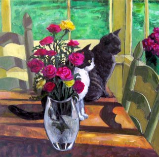 David Cuffari: 'Two Cats', 2008 Acrylic Painting, Cats. 