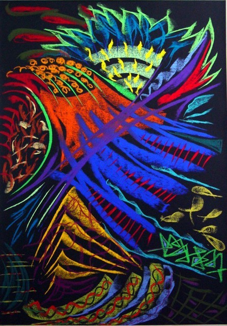 Artist Cynthia Nockold. 'L Oiseu De Feu' Artwork Image, Created in 2006, Original Pastel. #art #artist