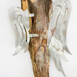 Czeslaw Nowakowski: 'Standing angel', 2015 Mixed Media Sculpture, Religious. Artist Description:  wood and metal sculpture, expressionism, abstract  ...