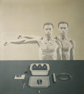 Bozidar Damjanovski: 'Genetic Ingeenering', 1978 Oil Painting, undecided.   From cycle 