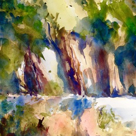 Daniel Clarke Artwork Neighboring Cypress, 2016 Watercolor, Landscape