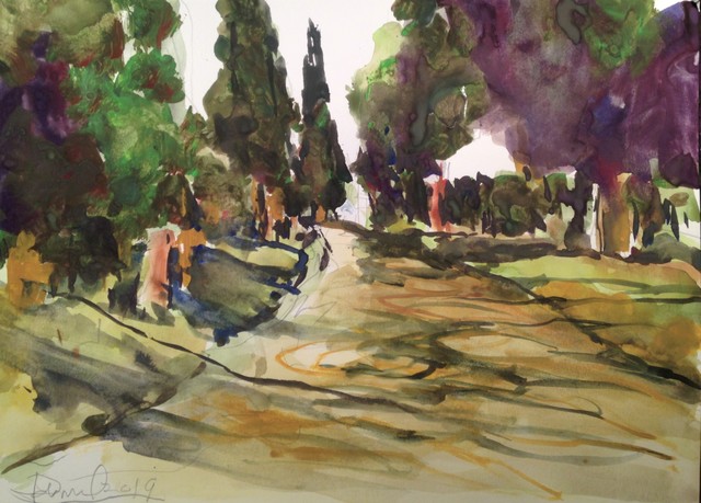 Daniel Clarke  'Appian Way Near Rome', created in 2019, Original Woodcut.