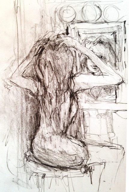 Daniel Clarke  'In Front Of The Mirror', created in 2017, Original Woodcut.