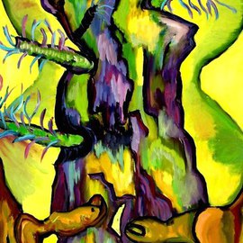 Daniela Isache: 'Hourglass', 2009 Oil Painting, Still Life. Artist Description:               expressionist, composition, tree, hands               ...
