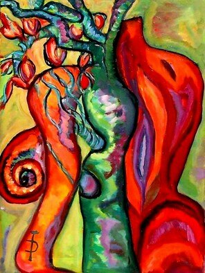 Daniela Isache: 'the tree woman', 2023 Oil Painting, Expressionism. Women and trees are linked by love. ...