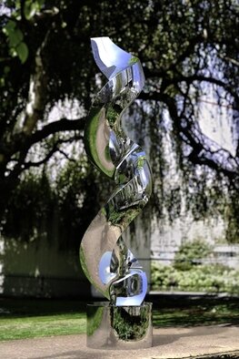 Daniel Kei Wo: 'continuum4', 2019 Steel Sculpture, Abstract.  Continuum  spirals upward, a mirror- finish sculpture that twists reality, bending the light and space around it. Reflecting the surroundings, it invites viewers to contemplate the fluidity of time and the seamless flow of life s moments. Through this work, I wish to offer a space for reflectionaEUR