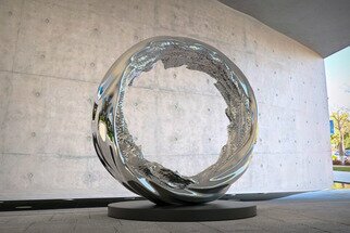Daniel Kei Wo: 'odyssey1', 2016 Steel Sculpture, Abstract.  Odyssey  is a journey encapsulated in mirror- finished stainless steel, a sculpture that spirals as life does, with its twists and unpredictable textures. Inspired by the epic voyages of lore, it reflects our personal narratives and how they interweave with the larger tapestry of existence. I chose this enduring medium...
