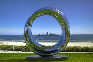 Daniel Kei Wo: 'odyssey2', 2016 Steel Sculpture, Abstract.  Odyssey  is a journey encapsulated in mirror- finished stainless steel, a sculpture that spirals as life does, with its twists and unpredictable textures. Inspired by the epic voyages of lore, it reflects our personal narratives and how they interweave with the larger tapestry of existence. I chose this enduring medium...