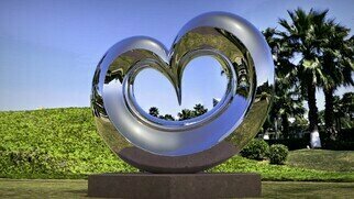 Daniel Kei Wo: 'resonance1', 2010 Steel Sculpture, Abstract.  Resonance  is a testament to harmony and connection, sculpted in mirror- polished stainless steel. Inspired by the intimate bonds that tie the natural world to human emotion, its formaEUR