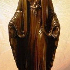 Daniel Patterson: 'Mother Mary', 2016 Wood Sculpture, Religious. Artist Description:  mother mary standing on a snake  hand carved from solid walnut finished with minwax stain and carnauba wax ...