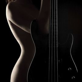 Dario Impini: 'resonance', 2010 Digital Photograph, Nudes. Artist Description: The bass guitar.  One of the few instruments that can tolerate professional play from the amateur to the virtuoso.  Aside from which it follows the sensuous curves of the feminine form.  So I present to you Resonance.  All my work delivered as high definition image infused into aluminum ...