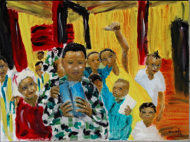 Artist David Rocky Aguirre. 'Liberia Missionary  Children' Artwork Image, Created in 2008, Original Drawing Pen. #art #artist