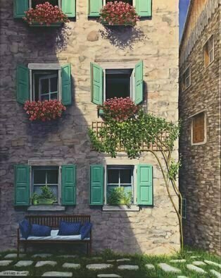 David Larkins: 'boungiorno pesariis', 2021 Oil Painting, Travel. I loved the old world charm of Pesariis, Italy while we were hiking the Dolomites a few tears ago. Time seems to stand still in the small Italian village. ...