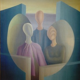 Raquel Davidovici: 'desde el umbral', 1977 Oil Painting, Surrealism. 