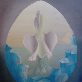 Raquel Davidovici: 'en el principio', 1978 Oil Painting, Surrealism. 