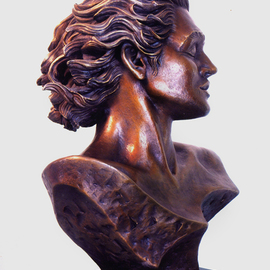 Dawn Feeney: 'Adonis Side View', 2005 Bronze Sculpture, Mystical. Artist Description:   highly detailed bronze sculpture with ferric ( yellow- brown) patina. Image is a beautiful young man( Adonis) .  A shift in perceptions is meant to occur when viewing. One is the feeling of going within, the other is a feeling of going outside ones self to a higher and more ...