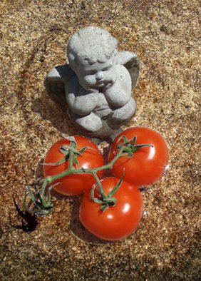 Debra Cortese: 'Angel in Bird Bath with Tomatoes', 2008 Other Photography, Food.  Angel In The Bird Bath With Tomatoesan 18 inch x 12 inch open edition photopainting printed with archival inks on fine art paper, signed and shipped from Debra's studio. Custom sizes and framing available. ...