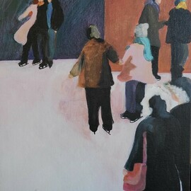 Denise Dalzell: 'pairs', 2023 Acrylic Painting, Abstract. Artist Description: An abstract portrait of skating couples. ...