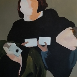 Denise Dalzell: 'the three of us', 2020 Acrylic Painting, People. Artist Description: An expressionistic illustration of family, London 2019...