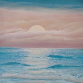 Denise Seyhun: 'california sunset', 2017 Oil Painting, Sea Life. Artist Description: Seascape, sunset, beach, CA...