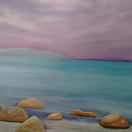 Denise Seyhun: 'las piedras', 2017 Oil Painting, Sea Life. Artist Description: Beach, playa, sandy beach, seascape, serenity, tranquility, meditation...