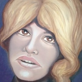 Denise Seyhun: 'the wig', 2017 Oil Painting, Portrait. Artist Description: Portrait, Face, Girl, Sad girl, Blond female, Blondie...
