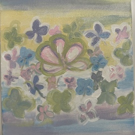 Daria Musayeva: 'hidden garden', 2023 Acrylic Painting, Botanical. Artist Description: Soothing pastel colors, inspired by grandmas garden in Adegstanbul...