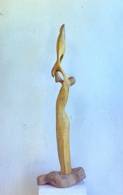 Dhyaneswar Dausoa  'Cosmic Connection', created in 2007, Original Sculpture Wood.