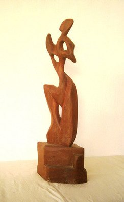 Dhyaneswar Dausoa: 'Quest', 2007 Wood Sculpture, Abstract.  semi- figurative stylised work in wood representating quest ...