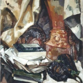 Dina Elsayed Imam: 'still life with egg plant', 2003 Oil Painting, Still Life. 