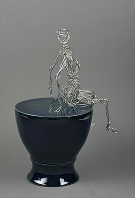 Djan Mulderij: 'No Wireless Piece II', 2014 Ceramic Sculpture, Figurative.    Also used ceramic wheel. Clay, Glaze, Wire   ...