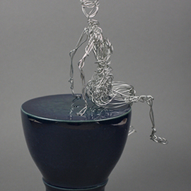 Djan Mulderij: 'No Wireless Piece II', 2014 Ceramic Sculpture, Figurative. Artist Description:    Also used ceramic wheel. Clay, Glaze, Wire   ...