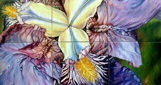 Donna Gallant: 'Iris 07', 2007 Oil Painting, Floral.  This painting is like a puzzle and is painted on 6 canvas panels.  It' s large and very vibrate. ...