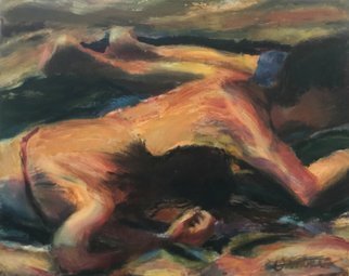 Bob Dornberg: 'beach sleep', 2020 Oil Painting, Abstract Figurative. KIDS ASLEEP ON SAND...