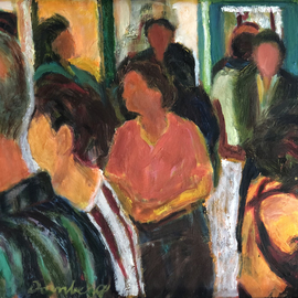Bob Dornberg: 'gallery crowd', 2019 Oil Painting, Abstract Figurative. Artist Description: People admiring the artwork...