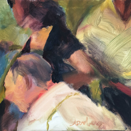 Bob Dornberg: 'girl in black', 2020 Oil Painting, Abstract Figurative. Artist Description: Girl with friends...