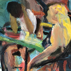 Bob Dornberg: 'i told you', 2020 Oil Painting, Abstract Figurative. Artist Description: Woman with man not feeling good...