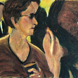 Bob Dornberg: 'ladies talking', 2020 Oil Painting, Abstract Figurative. Artist Description: Ladies talk it over...