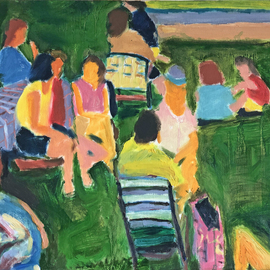 Bob Dornberg: 'picnic', 2019 Oil Painting, Abstract Figurative. Artist Description: People enjoy picnic...